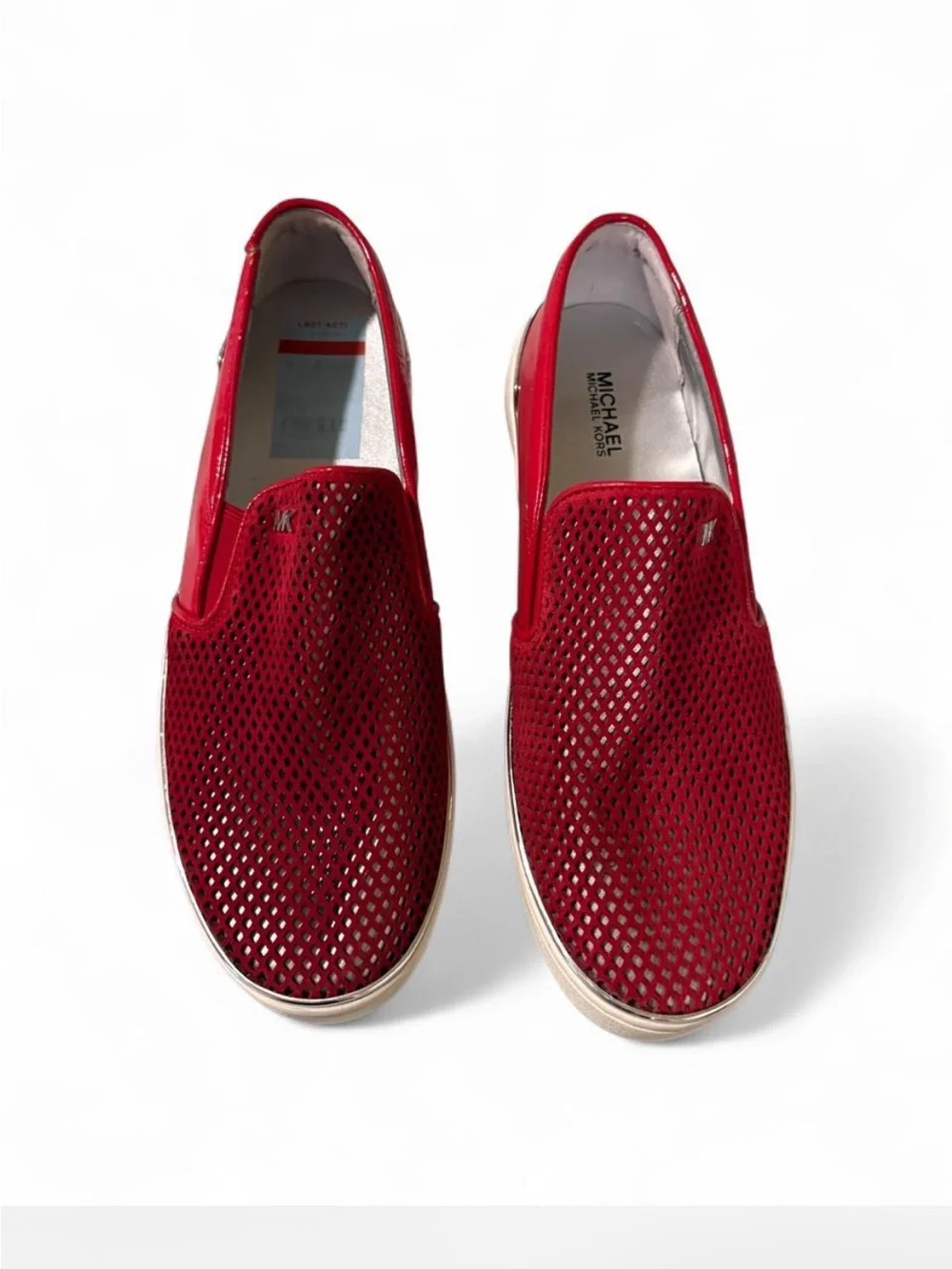 Michael Kors Red Perforated Slip-On Sneakers